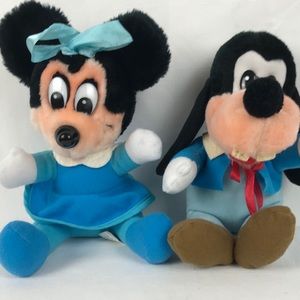 Vintage Disney Plush 7” Minnie Mouse and Goofy.